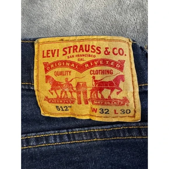 Levi's 512 Jeans Mens 32x30 (32x28) Dark Wash Slim Taper Stretch Zip 5 Pocket - Picture 8 of 15